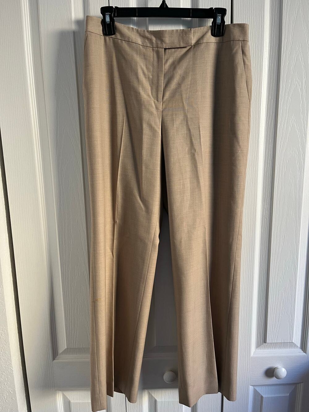 Ann Taylor LOFT Petites 10P Laura Wool Blend Tan Straight Leg Trouser Pants